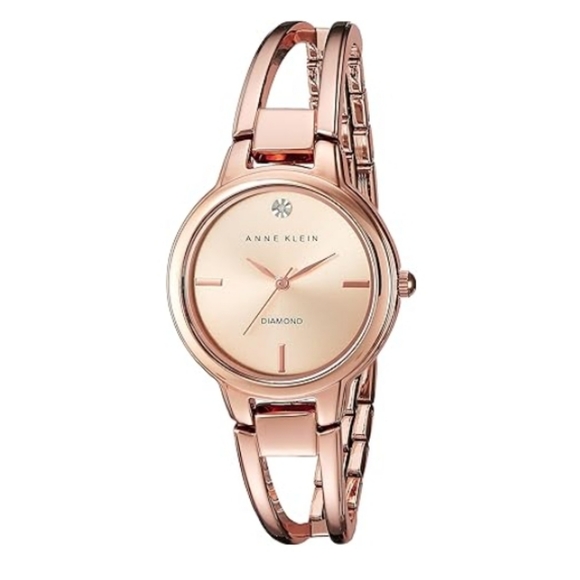 Women's Genuine Diamond Dial Bangle Watch Rose Gold - Picture 5 of 5